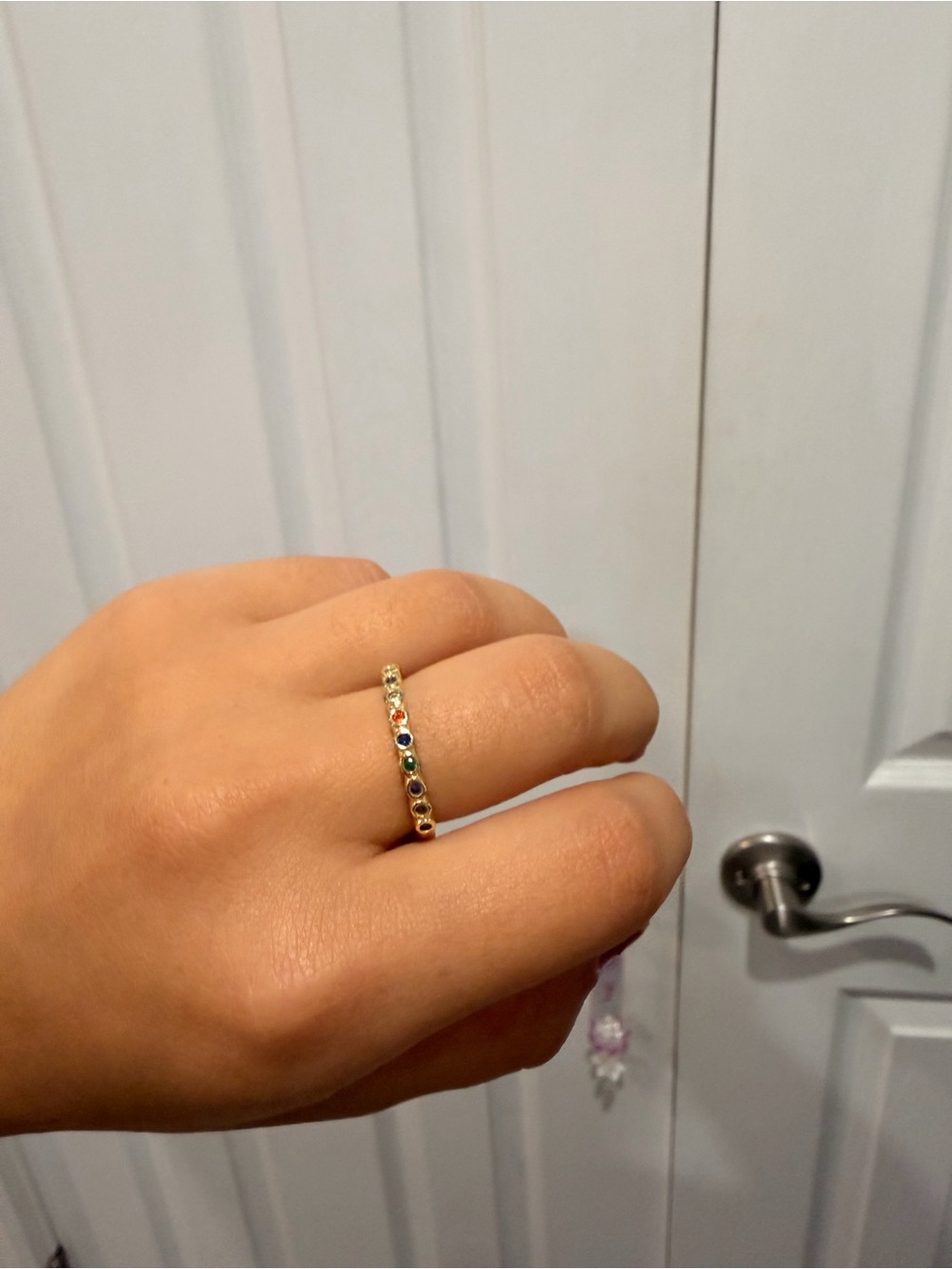 Francesca's Collections Gold Rainbow Gemstone Stack Ring